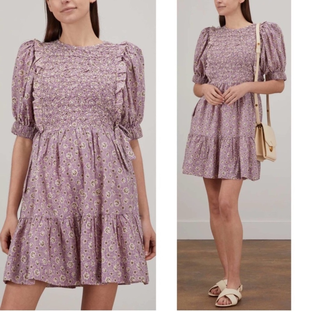NWT Sea New York Purple Floral Smocked Ida Dress
